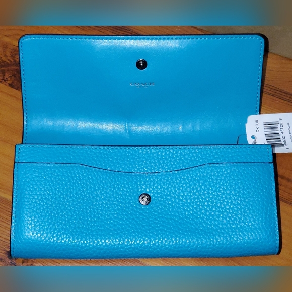 Coach Swagger Slim Envelope Wallet Turquoise - Picture 7 of 10